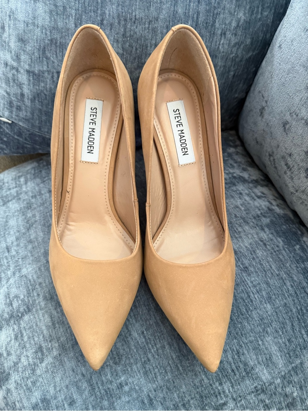 Steve Madden Camel Pointed-Toe Suede Pumps.